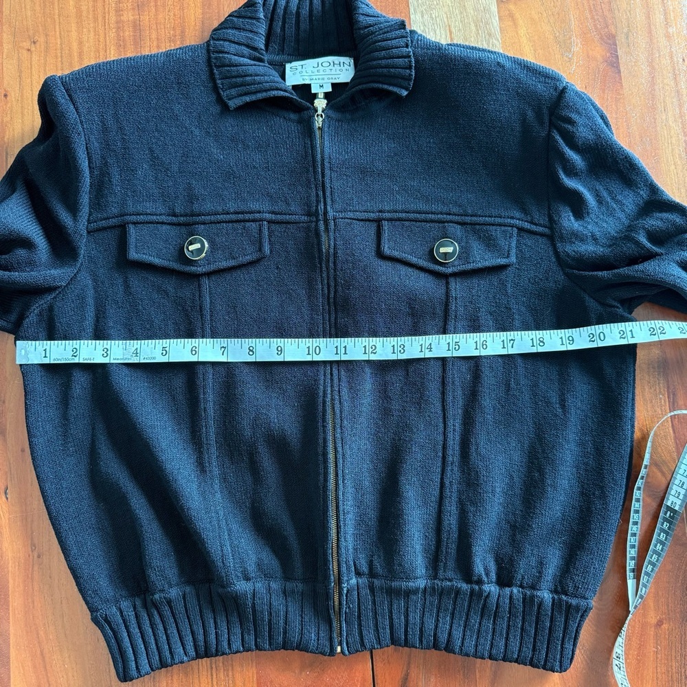 St. John Collection by Marie Gray Black Zip Knit Jacket - Picture 7 of 10